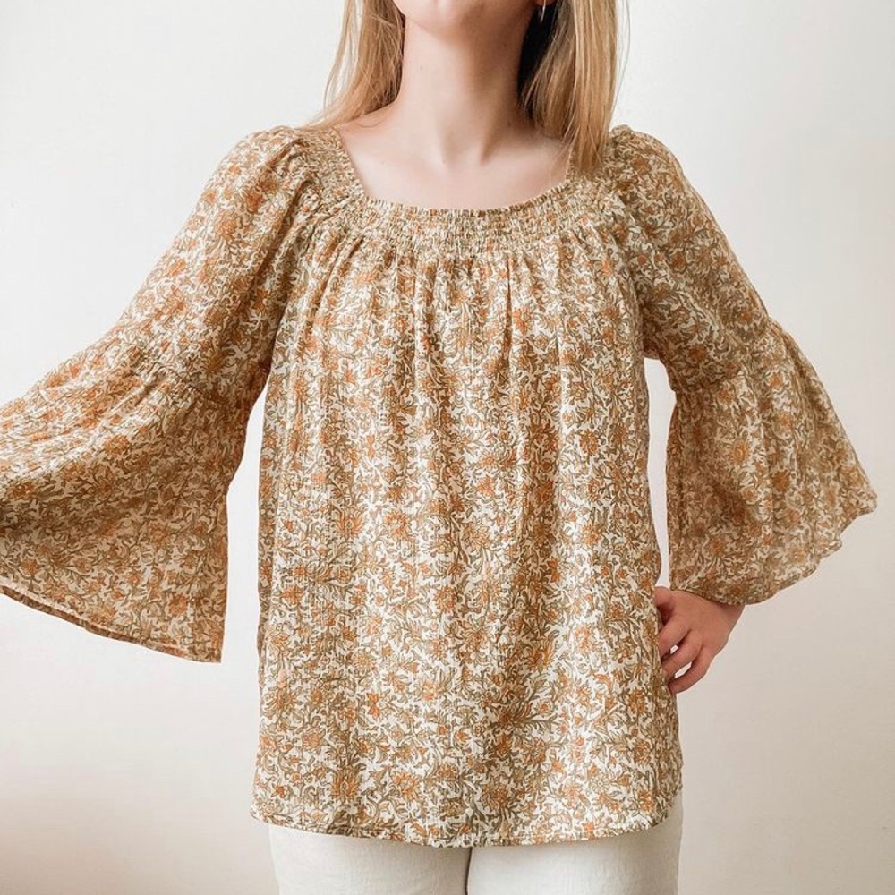 COPY - chaps floral cotton gauze top
